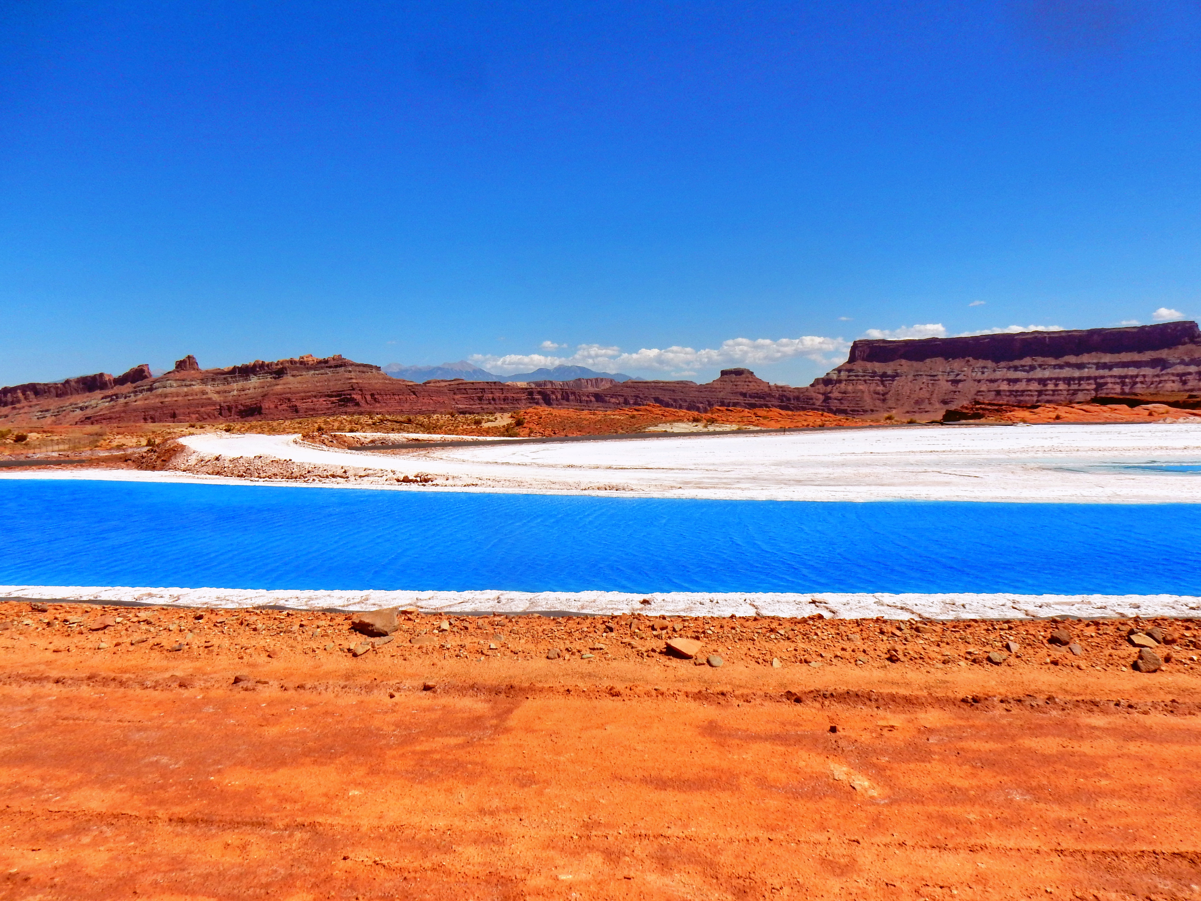 21: Intrepid Potash evaporation pond near Moab, Utah, USA. Blue